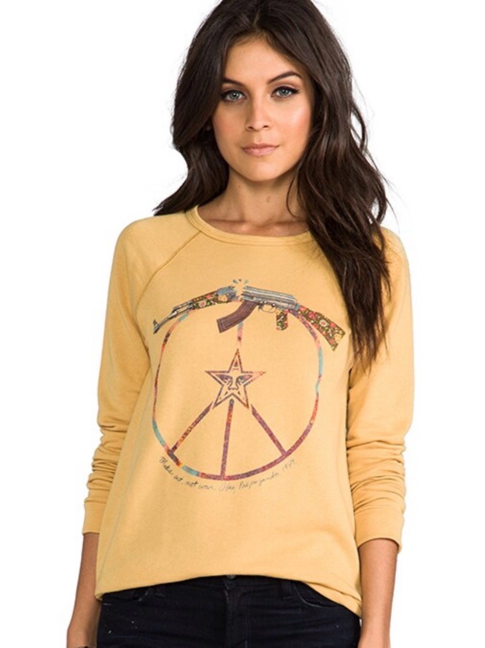 Obey Yellow Peace Graphic Sweatshirt Size M Streetwear Skater Good Condition
